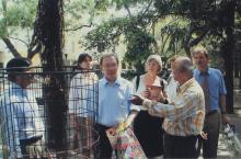 Delegates outside the administration building, 2006