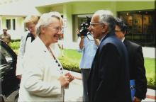 Prof. M. S. Ananth with Dr. Annette Schavan outside the Administration Block, 2008