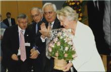 Dr. Annette Schavan with a bouquet, 2008