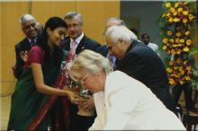 Mr. Kapil Sibal is presented with a bouquet at IIT Madras, 2008