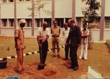 Dr. Jurgen Warnke preparing to plant a sapling at IIT Madras