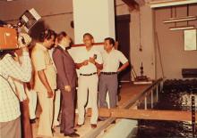 Dr. Jurgen Warnke with Prof. V. S. Raju at a towing tank in IIT Madras