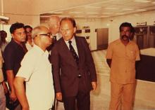 Dr. Jurgen Warnke and Prof. P. V. Indiresan in conversation at IIT Madras