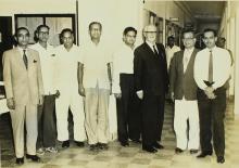 Lord Fenner Brockway with administrators and faculty of IIT Madras, 1965