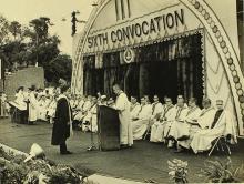 A student is presented by the head of his department for the passing of Grace