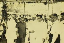 Dr. C. D. Deshmukh being invited to the dais at the inauguration of the Central School building in 1965