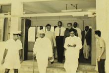 The distinguished guests explore the Central School building at IIT Madras, 1965
