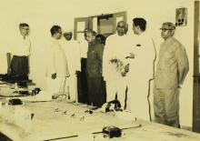 The distinguished guests on a tour of the Central School building of IIT Madras, 1965