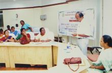 A speaker addresses the gathering during the 4th Hindi Workshop, 2006