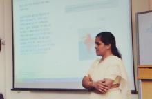 A speaker gives a presentation at the 4th Hindi Workshop, 2006