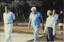 Mr. Gerhard Fischer arrives at the tournament venue, 2005