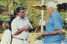 Prof. V. G. Idichandy and Mr. Gerhard Fischer in conversation at IIT Madras, 2005
