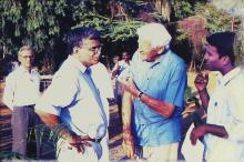 Prof. V. G. Idichandy and Mr. Gerhard Fischer in conversation at IIT Madras, 2005