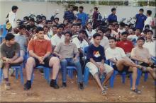 A section of the audience gathered to watch a basketball tournament, 2005
