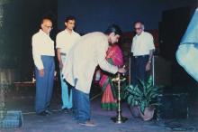 Lighting the Kuthu Vilakku to inaugurate Bharat Utsav, 1999