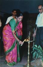 Lighting the Kuthu Vilakku to inaugurate Bharat Utsav, 1999
