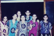 A group photograph of a dance troupe at Bharat Utsav, 1999