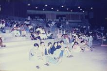 Students gathered to witness an event Bharat Utsav, 1999