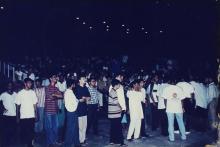 Students gathered for an event at Bharat Utsav, 1999