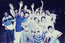 A group of happy students at Bharat Utsav, 1999