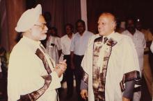 Dr. Manmohan Singh and Dr. M. S. Swaminathan in conversation, 1994