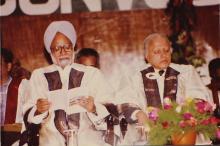 Dr. Manmohan Singh and Dr. M. S. Swaminathan at IIT Madras, 1994