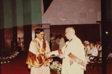 Prof. N. V. C. Swamy presents a degree to a graduand, 1994