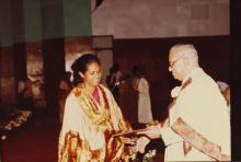 Prof. N. V. C. Swamy presents a degree certificate to a graduand, 1994
