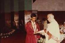 Prof. N. V. C. Swamy presents a degree to a student, 1994