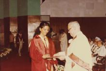 Prof. N. V. C. Swamy presents a degree to a student, 1994
