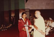 Prof. N. V. C. Swamy presents a degree to a student at the 31st Convocation, 1994
