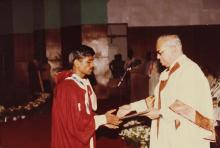 Prof. N. V. C. Swamy presents a degree to a student, 1994