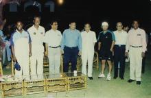A photograph taken during the visit of the Indian cricket team to IIT Madras, 2001