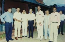 A photograph taken during the visit of the Indian cricket team to IIT Madras, 2001