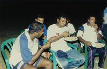 A photograph taken during the visit of the Indian cricket team to IIT Madras, 2001
