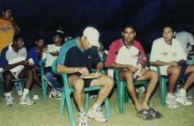 Sachin Tendulkar, Mohammad Kaif and Yuvraj Singh at IIT Madras, 2001
