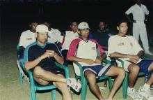 Sachin Tendulkar, Mohammad Kaif and Yuvraj Singh at IIT Madras, 2001