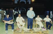 Prof. R. Natarajan addresses an audience at the Chemplast Cricket Ground, 2001 