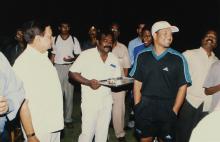 A photograph of Sachin Tendulkar at IIT Madras, 2001