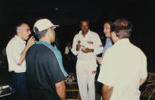 A photograph taken during the visit of India's cricket team to IIT Madras, 2001