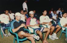 Members of the Indian cricket team at IIT Madras, 2001