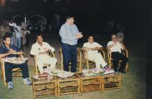Prof. R. Natarajan addresses an audience at the Chemplast Cricket Ground, 2001 