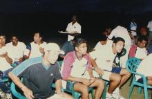 Members of the Indian cricket team at IIT Madras, 2001