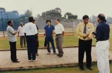 Prof. R. Natarajan and others at the Chemplast Cricket Ground at IIT Madras, 2001