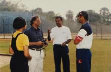 Prof. S. Srinivasa Murthy with Rahul Dravid at IIT Madras, 2001