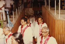 The academic procession enters the convocation hall, 1990