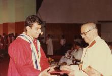Prof. N. V. C. Swamy presents a degree to a graduand at the 27th Convocation, 1990