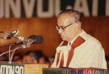 Prof. N. V. C. Swamy addresses the audience at the 27th Convocation of IIT Madras, 1990