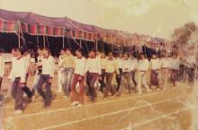 March-past in progress at the 22nd Inter-IIT Sports Meet, 1985