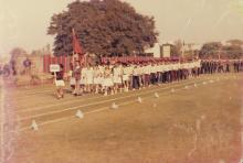 Team IIT Madras photographed during the march-past at the 22nd Inter-IIT Sports Meet, 1985